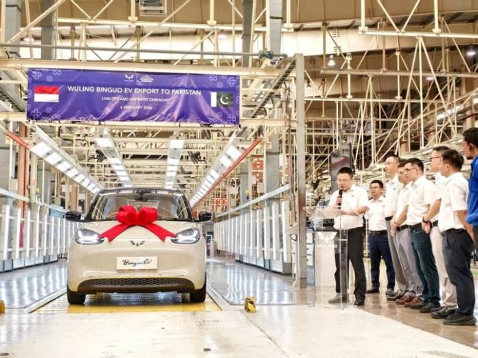 A Chines factory showing EV car ready to export Pakistan.